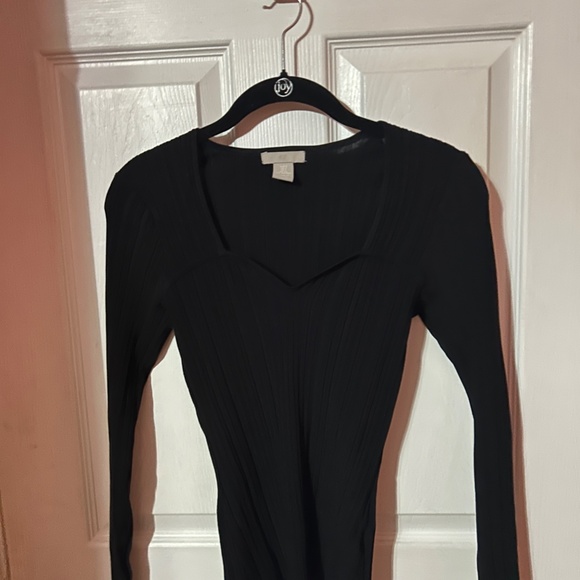 H&M NWOT BUSTIER STYLE TOP TRENDY LONG SLEEVE BLACK SIZE SMALL US EU S NEW TAGS - Picture 10 of 13